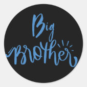 Blue Big Brother Geschwisttypografie Wrapping Pape Runder Aufkleber (Vorderseite)