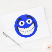 Blue Big Grin Face Runder Aufkleber (Umschlag)