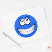 Blue Big Grin Face Runder Aufkleber (Umschlag)