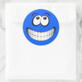 Blue Big Grin Face Runder Aufkleber (Tasche)