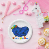 Blue Big Ram Chinesische Astrologie Zodiac Papierp Pappteller (Party)
