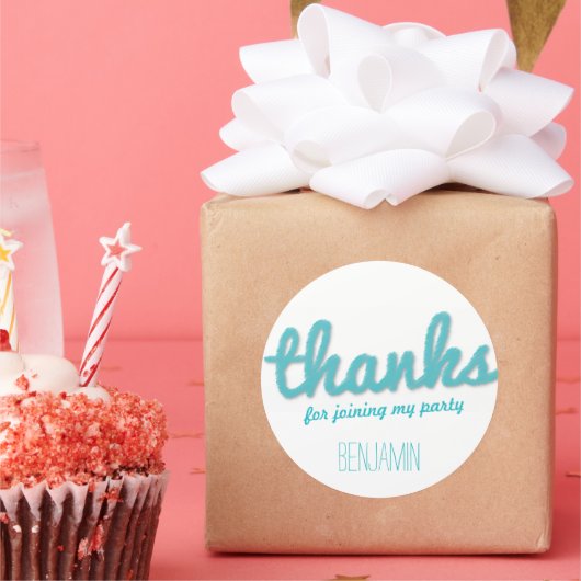 Blue Big Sketch Danke, Boy Birthday Party Gefallen Runder Aufkleber (Party)