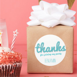 Blue Big Sketch Danke, Boy Birthday Party Gefallen Runder Aufkleber