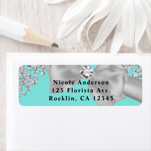 Blue Big White Bow Diamonds Brautparty (Insitu)