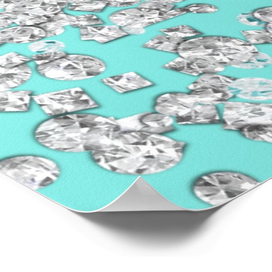 Blue Big White Bow Diamonds Brautparty Poster (Ecke)