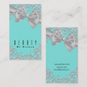 Blue Big White Bow Diamonds Chic Wedding Visitenkarte (Vorne/Hinten)