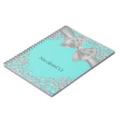 Blue Big White Bow Diamonds Glam Custom Notizblock (Linke Seite)