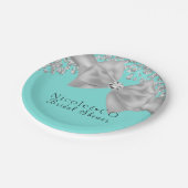Blue Big White Bow Diamonds Glam Party Pappteller (Schrägansicht)