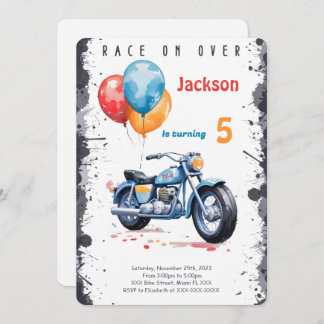 Blue Bike Birthday Einladung