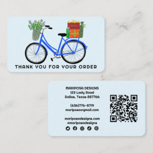 Blue Bike gibt Kundenbestellung Danke QR Code Visitenkarte