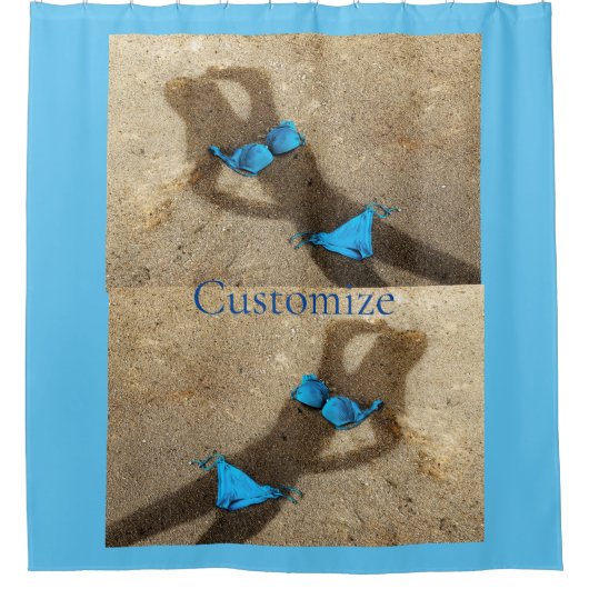 Blue Bikini Beach Sand Thunder_Cove Duschvorhang (Vorderseite)