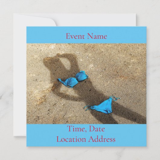 Blue Bikini Beach Sand Thunder_Cove Einladung (Vorderseite)