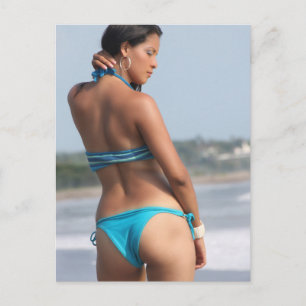 Blue Bikini Girl Foto Postkarte