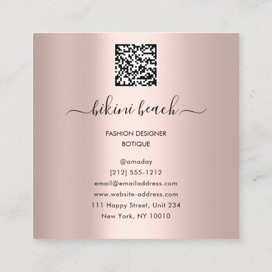 Blue Bikini Lingerie Beach Kostüme Unterwäsche Sho Quadratische Visitenkarte (Rückseite)