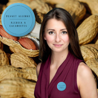 Blue Bilingual Peanut Allergary Alert Spanisch Button