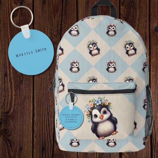 Blue Bilingual Peanut Allergary Alert Spanisch Schlüsselanhänger