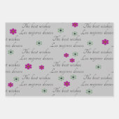 Blue Bilingual Wrapping Paper Happy Birthday Geschenkpapier Set (Vorderseite 3)