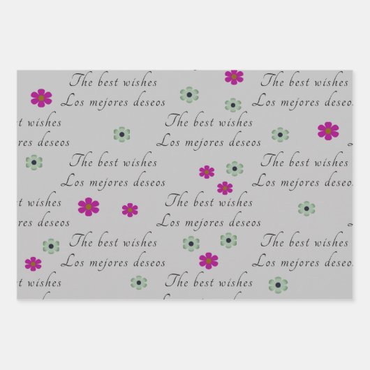 Blue Bilingual Wrapping Paper Happy Birthday Geschenkpapier Set (Vorderseite 3)