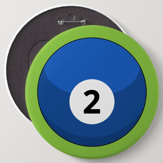 Blue Billiard Ball Nummer Zwei Button (Vorne & Hinten)