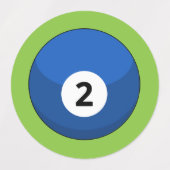 Blue Billiard Ball Nummer Zwei Etiketten (Design 1)