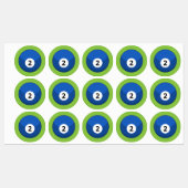 Blue Billiard Ball Nummer Zwei Etiketten (Blatt)