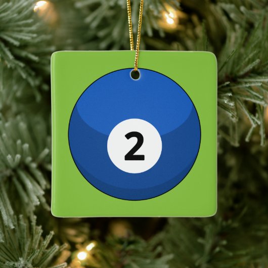 Blue Billiard Ball Nummer Zwei Keramikornament (Baum)
