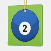 Blue Billiard Ball Nummer Zwei Keramikornament (Links)