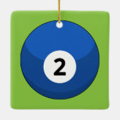 Blue Billiard Ball Nummer Zwei Keramikornament (Rückseite)