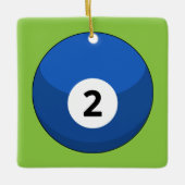 Blue Billiard Ball Nummer Zwei Keramikornament (Vorderseite)