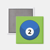 Blue Billiard Ball Nummer Zwei Magnet (Vorderseite/Rückseite)