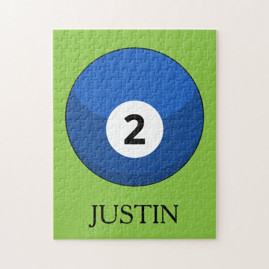 Blue Billiard Ball Nummer Zwei personalisieren Puzzle (Vertikal)