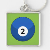 Blue Billiard Ball Nummer Zwei Schlüsselanhänger (Vorne)