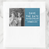 Blue Binary Code Foto Save the Date Aufkleber (Tasche)