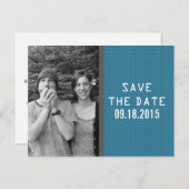 Blue Binary Code Foto Save the Date Postkarte (Vorne/Hinten)