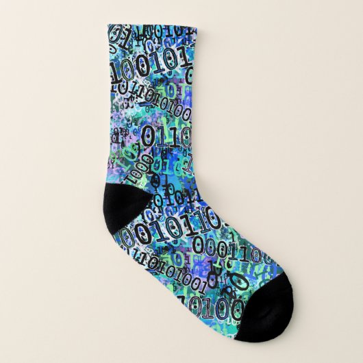 Blue Binary Code für Nerd Socken (Links - Innen)