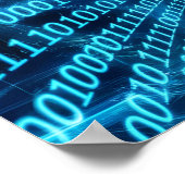 Blue Binary Code Matrix auf dem Computerbildschirm Poster (Ecke)