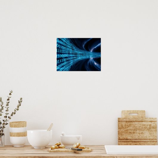 Blue Binary Code Matrix auf dem Computerbildschirm Poster (Küche)