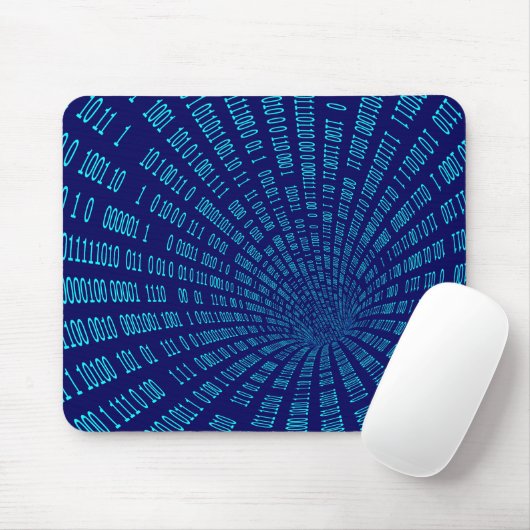 Blue Binary Tunnel Data Stream Concept Mousepad (Mit Mouse)