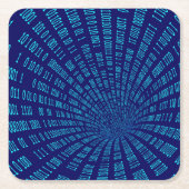 Blue Binary Tunnel Data Stream Concept Rechteckiger Pappuntersetzer (Vorderseite)