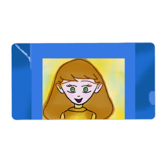 Blue Bingo Anime Niedlich Geometric Label