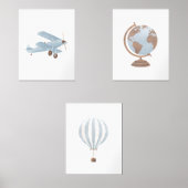Blue Biplane Heißluftballon Reise Kinderzimmer Dek Bilderwand Sets (Vorderseite)