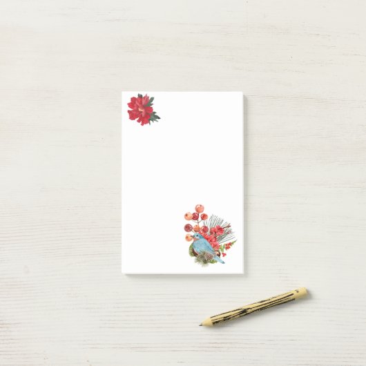 Blue Bird and Cherry Post-it Notes Klebezettel (Auf Schreibtisch)