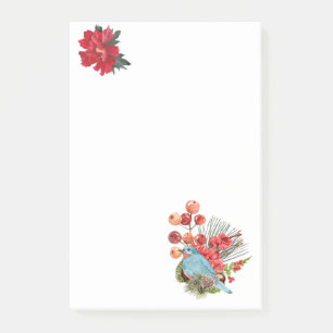 Blue Bird and Cherry Post-it Notes Klebezettel
