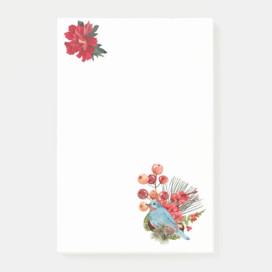Blue Bird and Cherry Post-it Notes Klebezettel (Vorderseite)