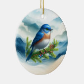 Blue Bird and Holiday Boughs Keramik Ornament (Rechts)