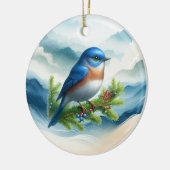 Blue Bird and Holiday Boughs Keramik Ornament (Links)