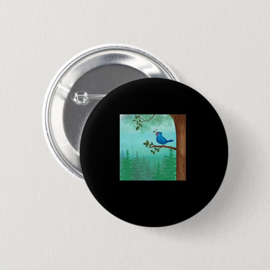 Blue-Bird-Aufkleber Button (Vorne & Hinten)