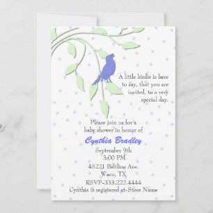 Blue Bird Baby Dusche Einladung