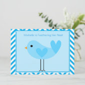 Blue Bird Baby Shower Einladung (Stehend Vorderseite)