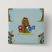 Blue Bird Birdhouse Button (Vorderseite)